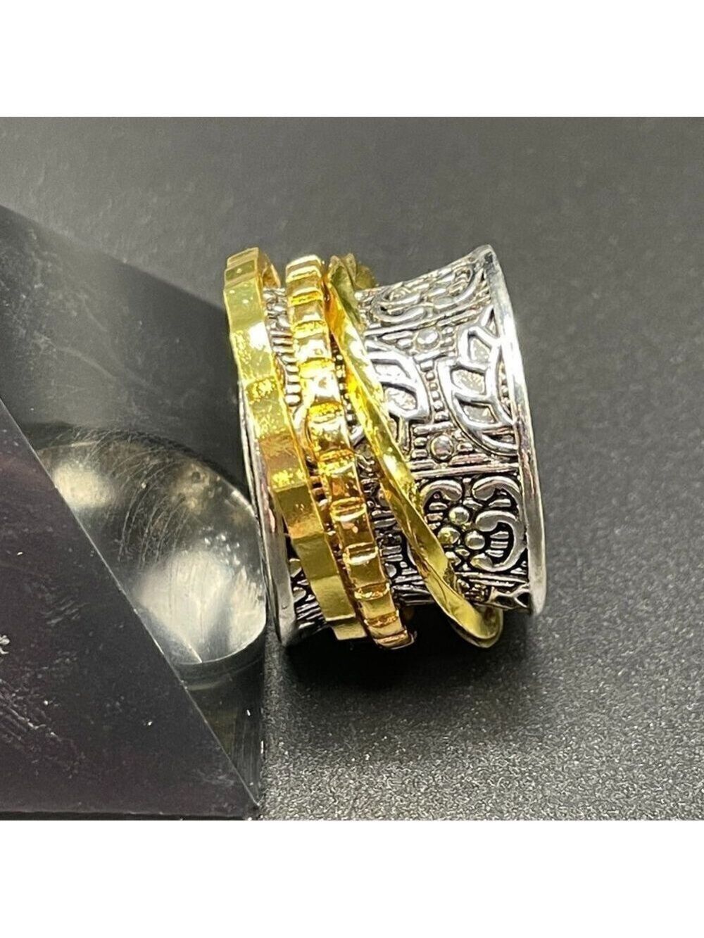 Boho Spinner Ring Two Tone Funky and Chunky #647 - Picture 4 of 11